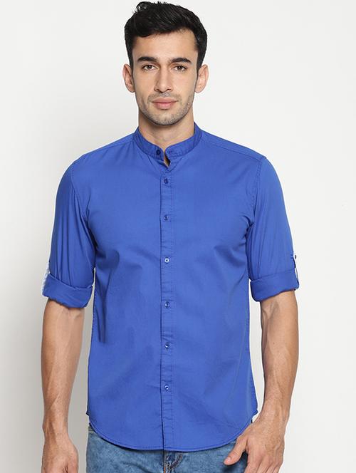 blue cotton casual shirt - 15519471 - Very Small Image - 1