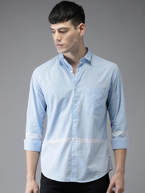 blue cotton casual shirt - 15521963 - Very Small Image - 1