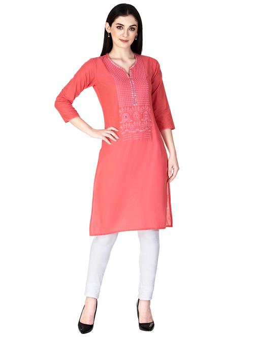 mirror work straight kurta - 15537410 - Very Small Image - 1