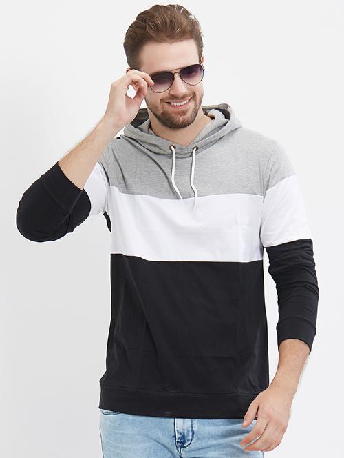 black cotton color block t-shirt - 15542027 - Very Small Image - 1