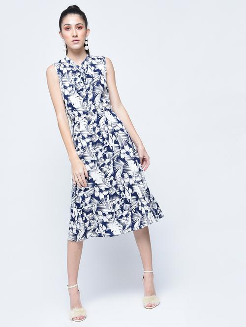 placket detailed tropical print dress - 15560024 - Very Small Image - 1