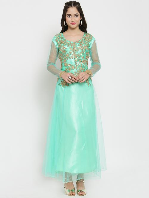 embroidered net a-line gown - 15563725 - Very Small Image - 1