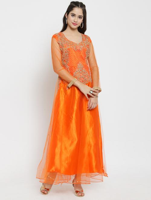 embroidered net a-line gown - 15563738 - Very Small Image - 1