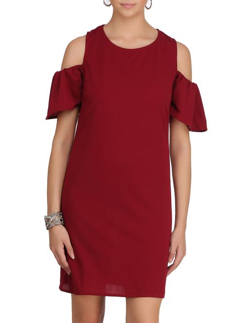 cut out back cold shoulder shift dress - 15564627 - Very Small Image - 1