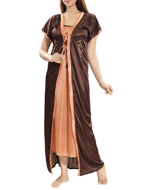 embroidered sleeprobe and nighty set - 15577632 - Very Small Image - 1
