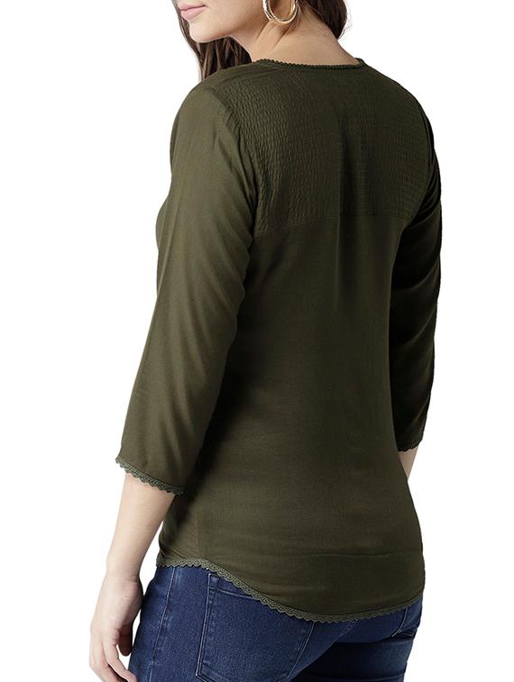 women's straight notch neck top - 15603988 - Standard Image - 2