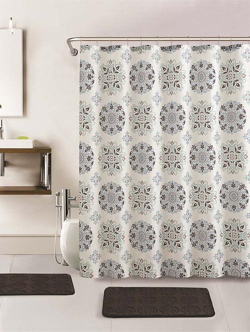 digital stamp design shower curtain with 12 eyelets and 12 hooks (single pc, 71 - 15619714 - Very Small Image - 1