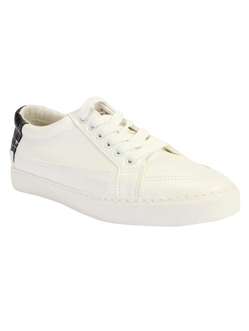 white leatherette lace up sneakers - 15623834 - Very Small Image - 1
