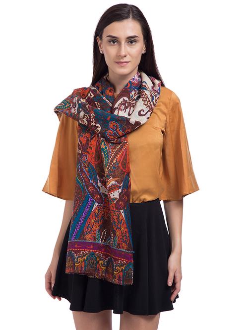 printed wool others shawl - 15630225 - Very Small Image - 1
