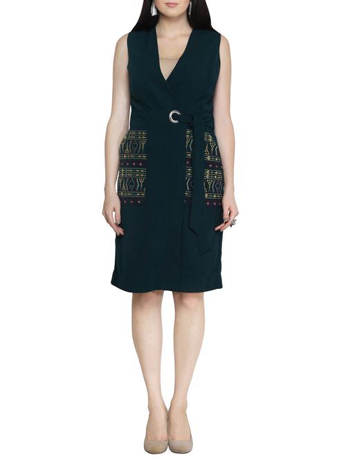 embroidered pocket patch wrap dress - 15655520 - Very Small Image - 1