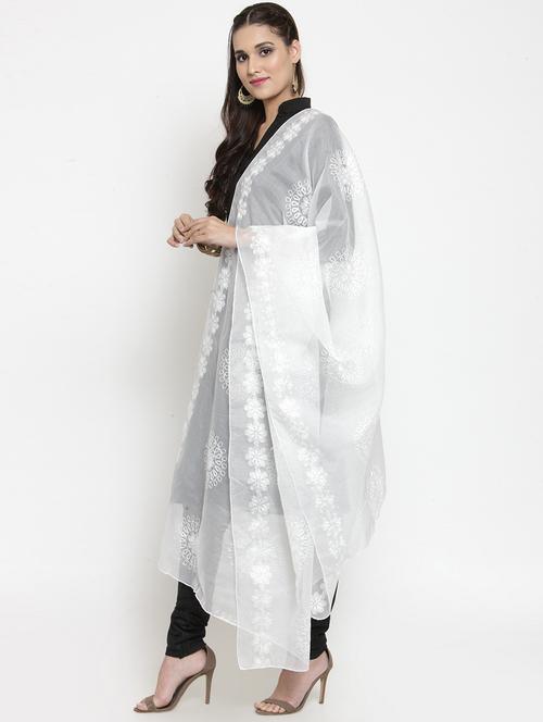 embroidered net dupatta - 15678376 - Very Small Image - 1