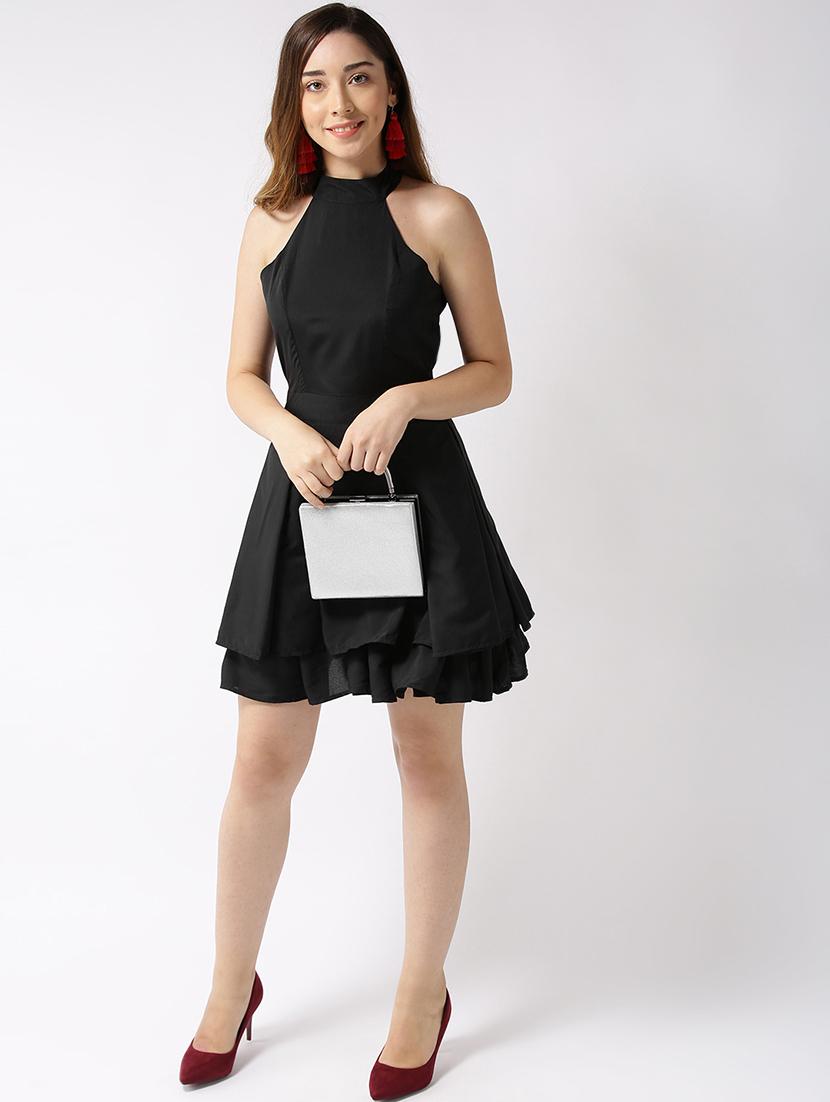 women's fit & flare solid dress - 15700084 - Standard Image - 3