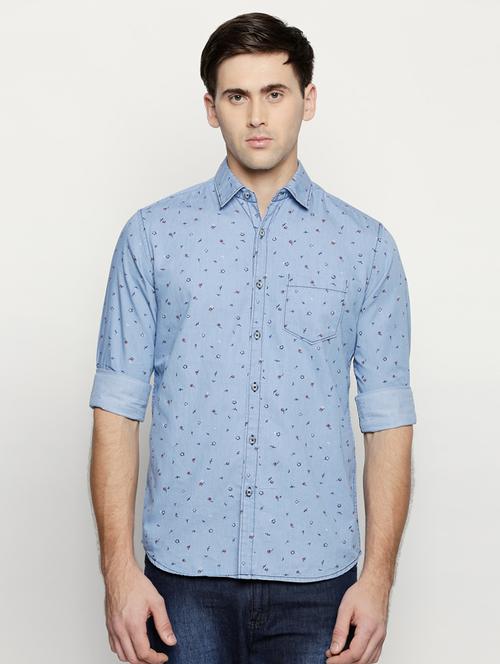 light blue cotton casual shirt - 15703081 - Very Small Image - 1