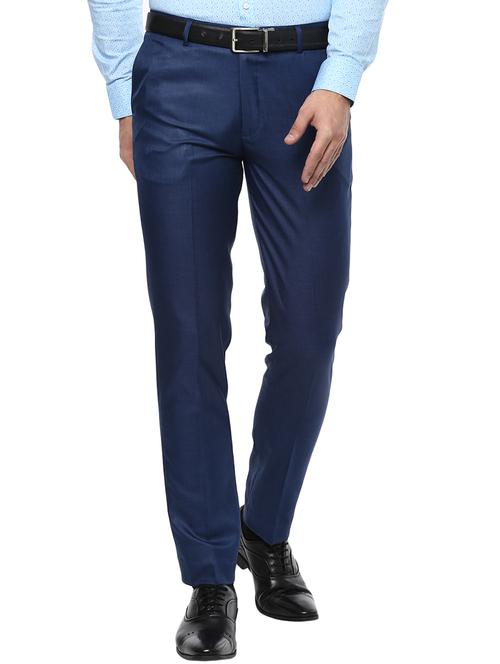 blue polyester blend flat front formal trouser - 15765793 - Standard Image - 0