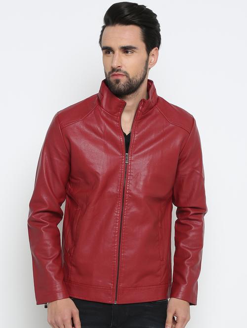 red solid biker jacket - 15798450 - Very Small Image - 1