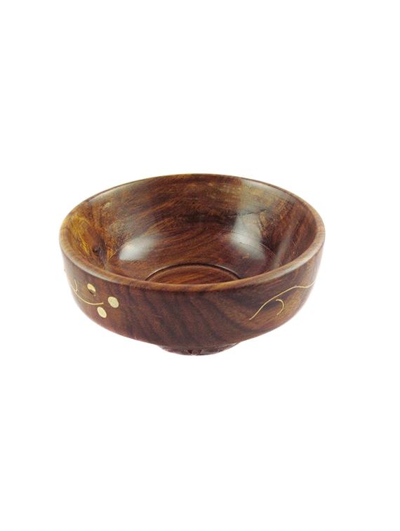 desi karigar fancy wooden brass work set of 3 serving bowl - 15832235 - Standard Image - 2