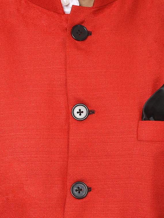 solid red nehru jacket - 15840492 - Zoom Image - 4
