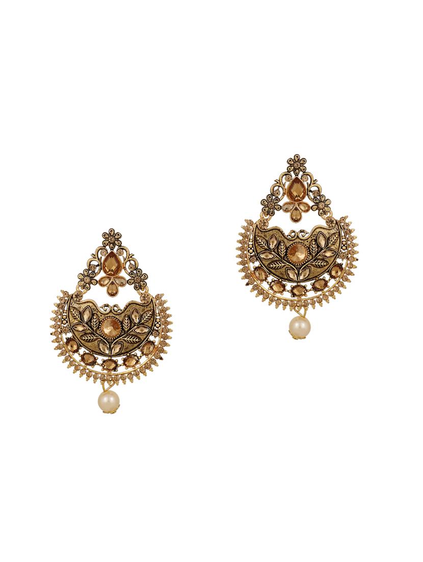 gold brass chandellier earring - 15844069 -  Zoom Image - 0