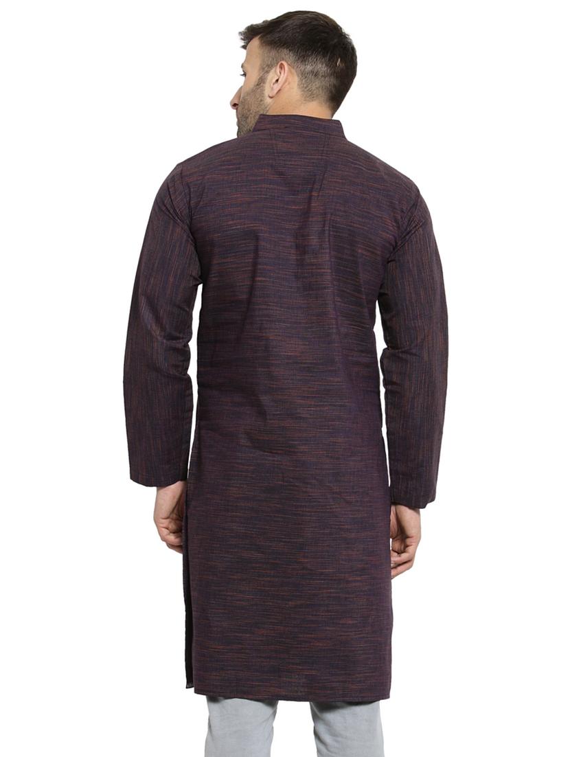 purple cotton long kurta - 15848947 - Standard Image - 2