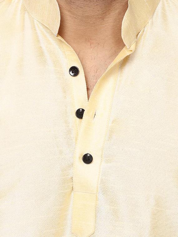 beige pure silk kurta pyjama set - 15876566 - Standard Image - 3
