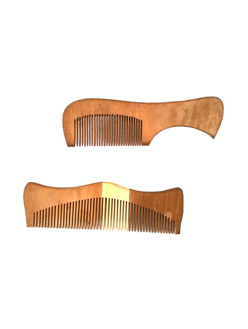 desi karigar brown wooden hair comb - set of 2 - 15894919 -  Standard Image - 0