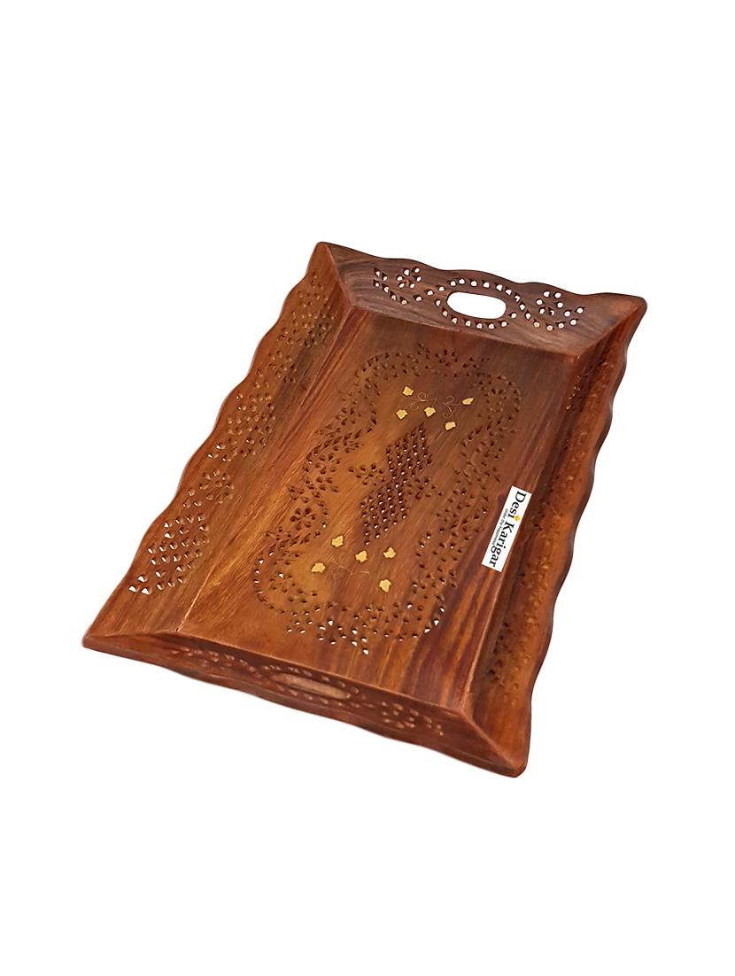 rectangular brass and jali work tray - 15927331 - Standard Image - 2
