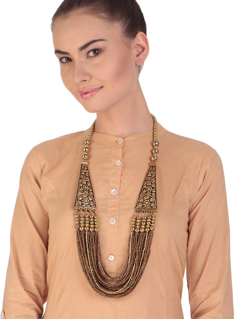 gold metal necklace - 16053478 - Standard Image - 2