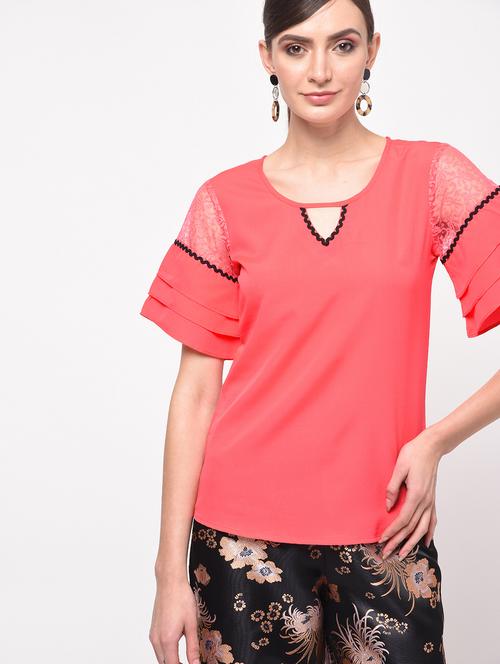 women's straight key hole neck top - 16059484 - Very Small Image - 1