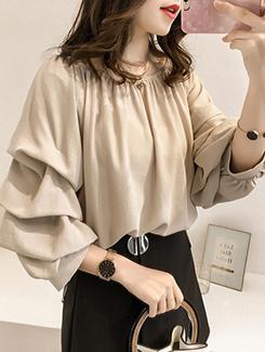 layered puff sleeved gathered top - 16081017 - Very Small Image - 1