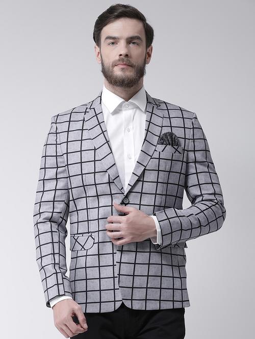 grey checkered casual blazer - 16089788 - Very Small Image - 1