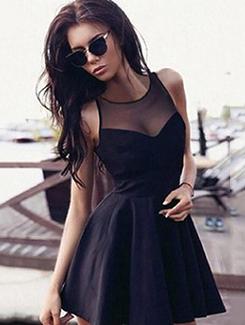 round neck solid skater dress - 16109057 - Very Small Image - 1