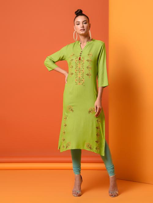 embroidered straight kurta - 16124504 - Very Small Image - 1