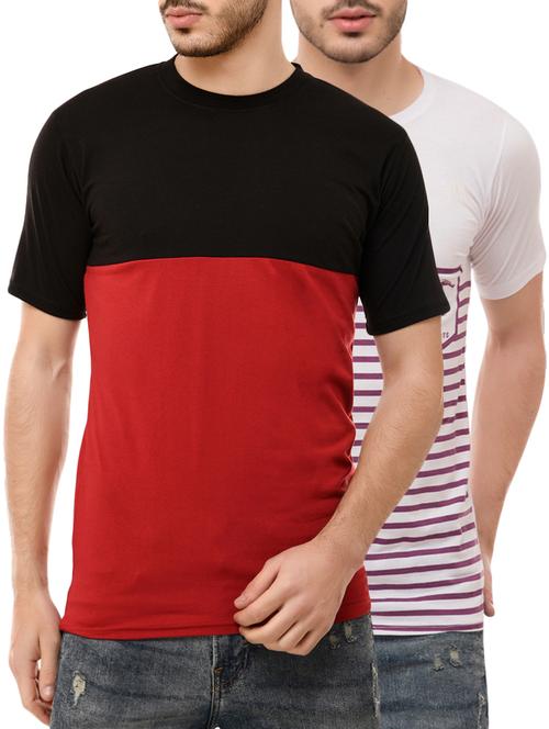 multi colored cotton blend combos t-shirt (set of 2) - 16137175 - Very Small Image - 1