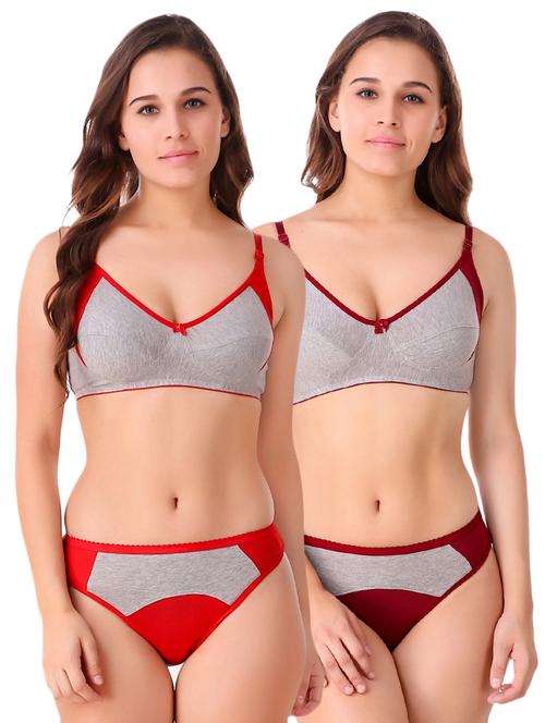 set of 2 color block bra and panty set - 16157997 - Standard Image - 0