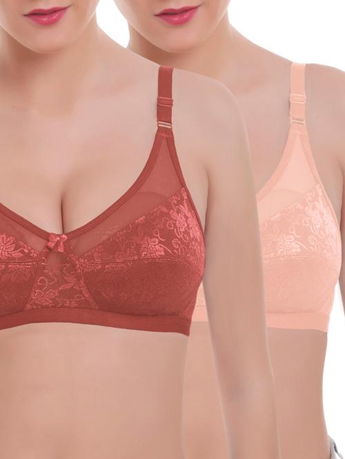 set of 2 bow patch mesh panel bra - 16184450 - Very Small Image - 1