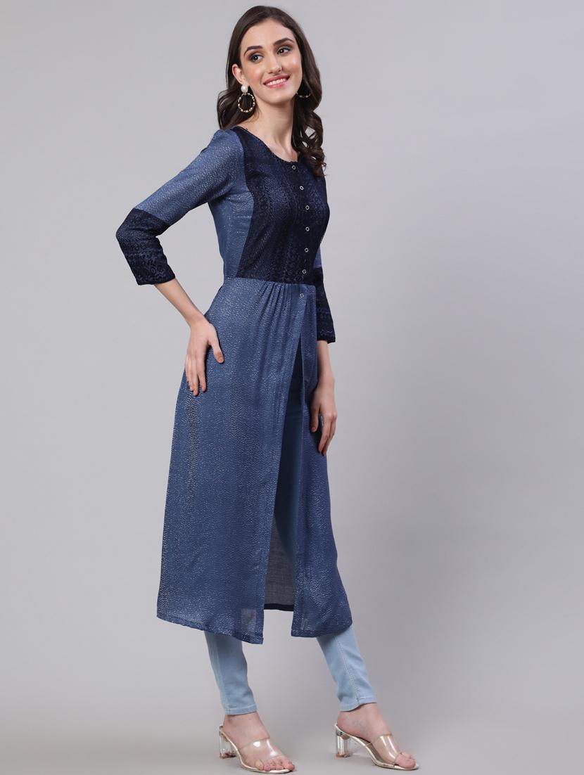front slit lace detail tunic - 16193039 - Standard Image - 3