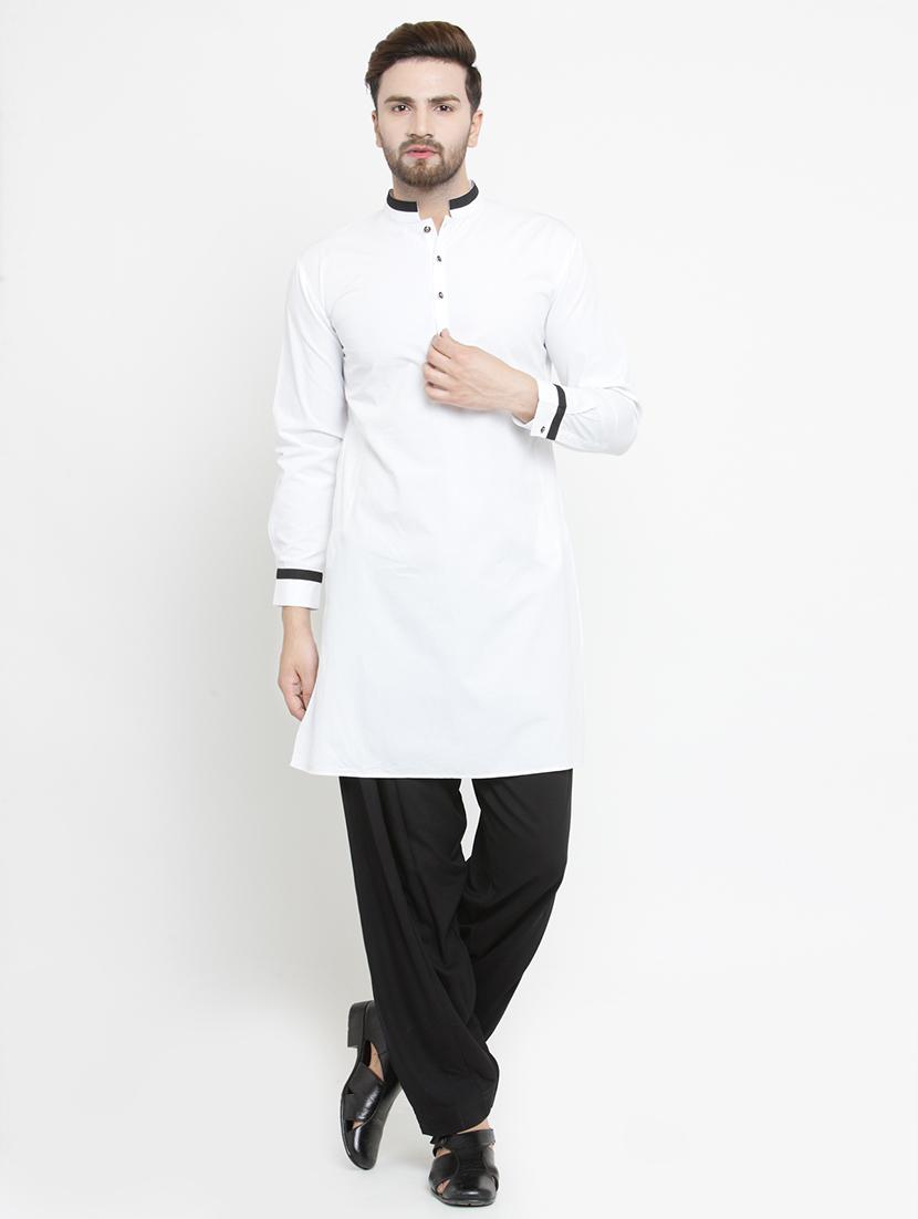 white solid long kurta - 16226455 - Standard Image - 3