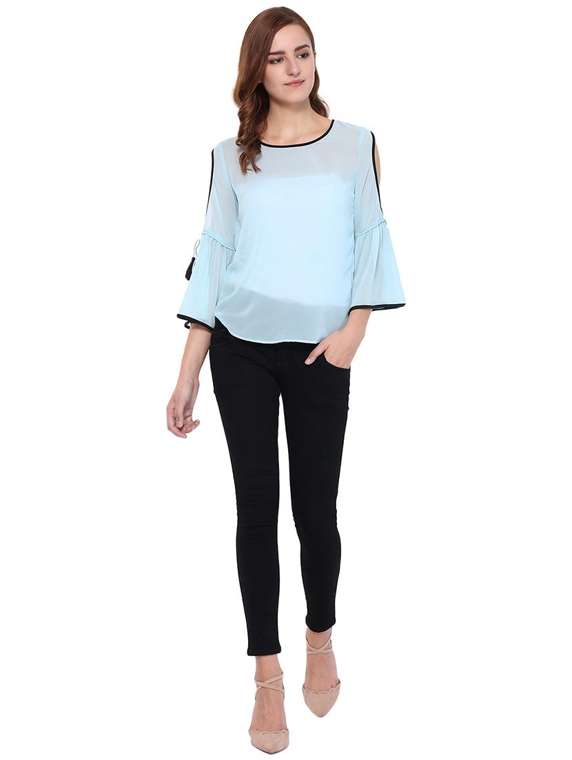 women's straight round neck top - 16241701 - Standard Image - 3