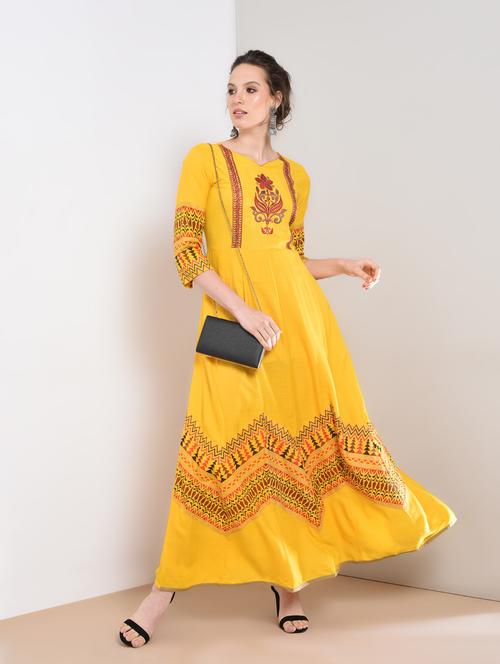 floral embroidered anarkali kurta - 16273524 - Very Small Image - 1