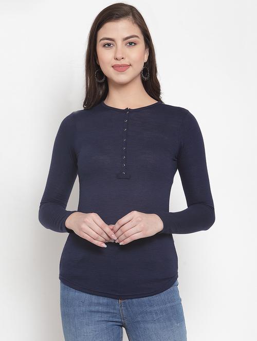long sleeved henley top - 16278136 - Very Small Image - 1