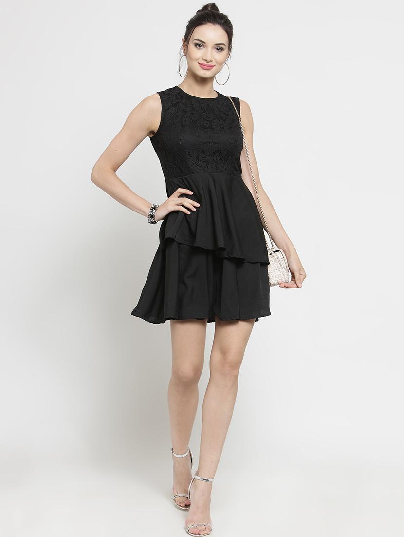 women's fit & flare solid dress - 16287112 - Standard Image - 3
