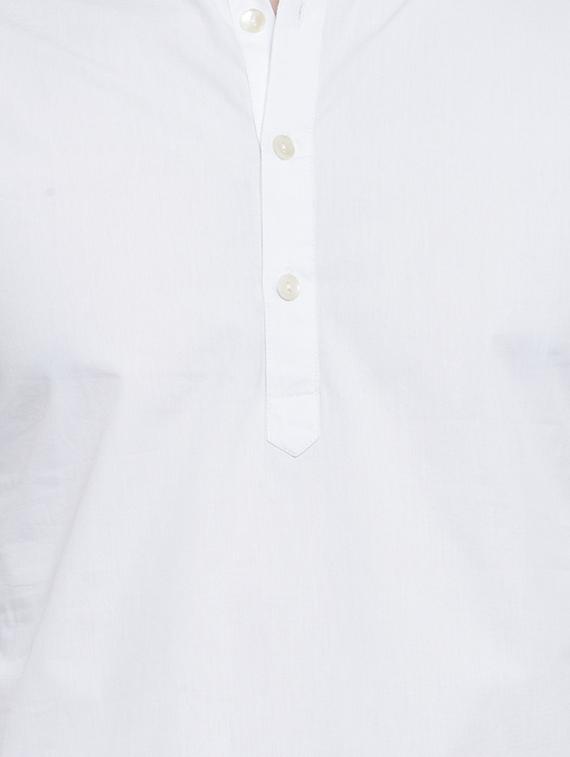 white cotton long kurta - 16308299 - Standard Image - 3