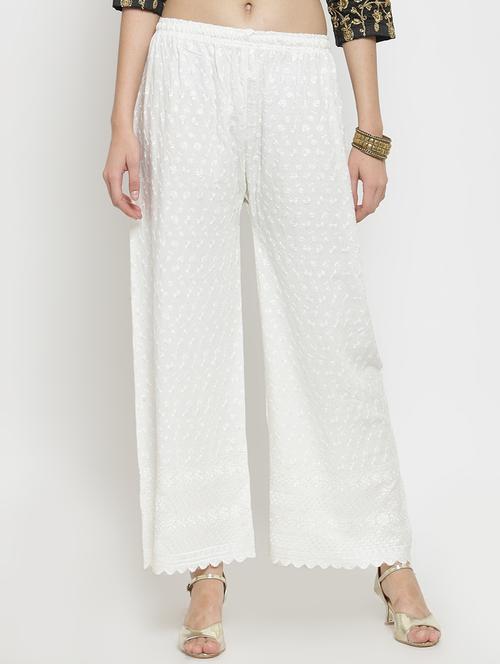 floral embroidered solid palazzo - 16309457 - Very Small Image - 1