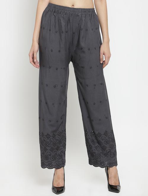 embroidered solid palazzo - 16309474 - Very Small Image - 1