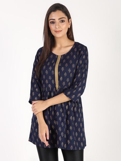 block printed a-line kurti - 16317145 - Very Small Image - 1