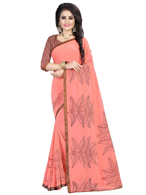 printed floral saree with blouse - 16339621 - Very Small Image - 1