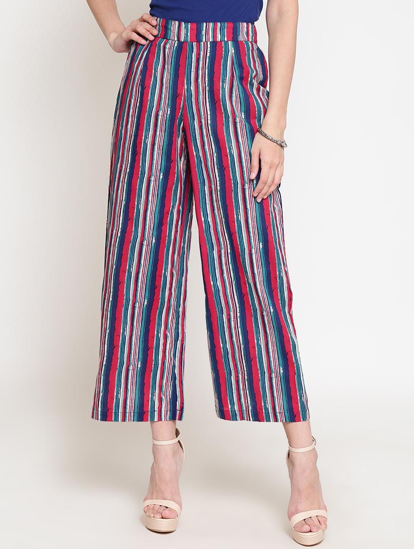 striped printed flared palazzo - 16342782 - Zoom Image - 0