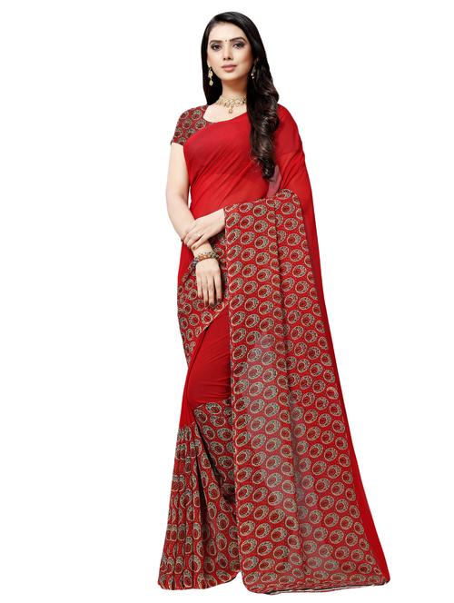 floral printed saree with blouse - 16342945 - Very Small Image - 1