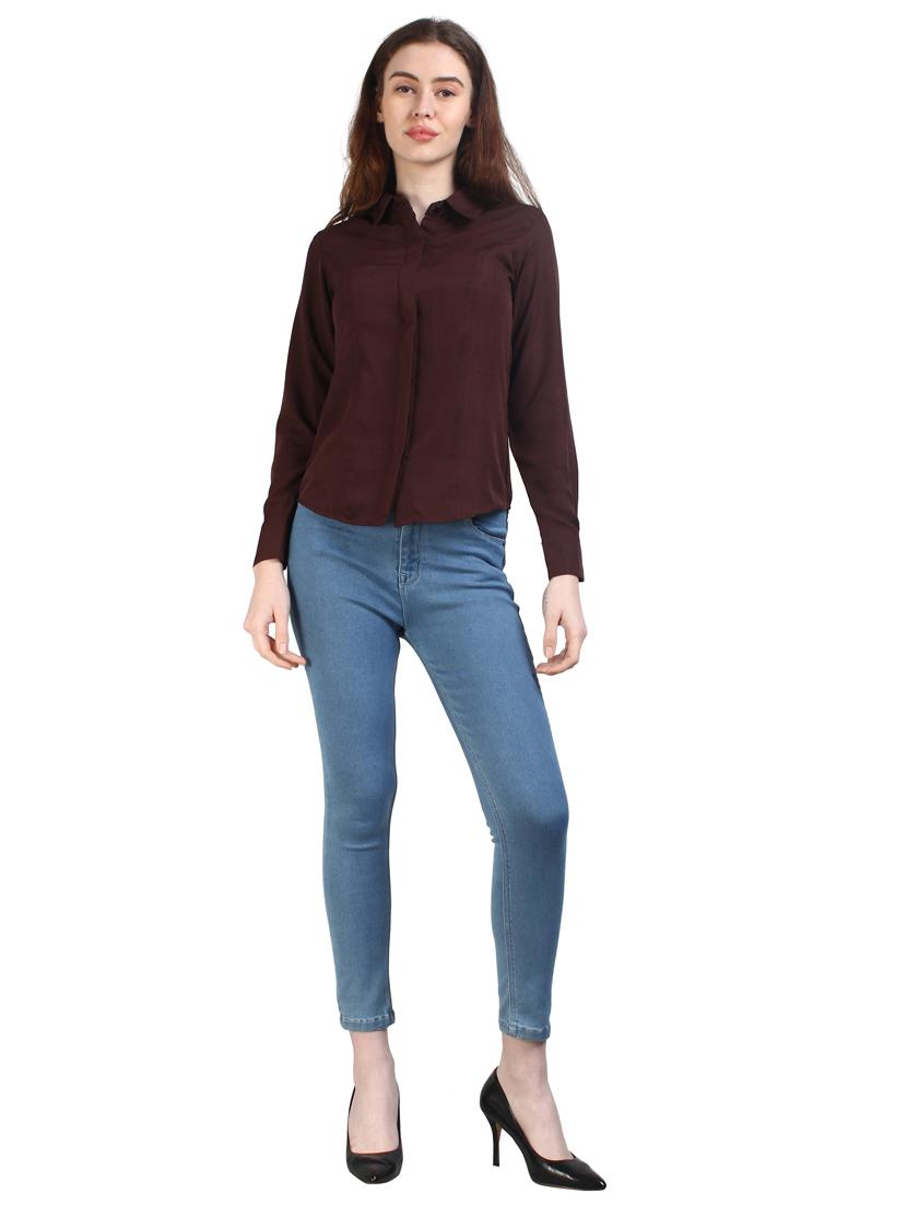 brown solid regular shirt - 16397070 - Standard Image - 3