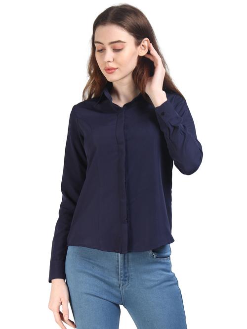 dark blue solid regular shirt - 16397074 - Standard Image - 0